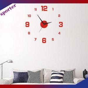 Sporter นาฬิกาแขวนผนังแบบทำมือสำหรับบ้านสำนักงานไร้กรอบนาฬิกาติดผนัง3D ทันสมัยสติกเกอร์กระจกนาฬิกาแขวนผนังดีไซน์ห้องโรงแรมของตกแต่งโรงเรียน