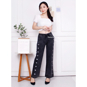 Sakura Glory - CELANA KULOT JEANS LOVELY DENIM PREMIUM UKURAN EU 27-30 / BAWAHAN / WANITA / DEWASA / DISTRO / IMPORT / HIGHWAIST / COD / DISKON / GRATIS ONGKIR / MURAH