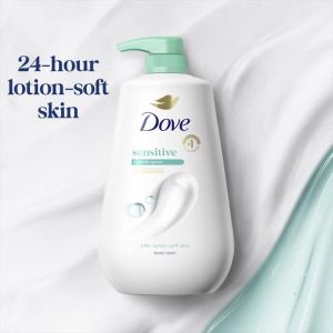 Dove Sensitive Skin Body Wash 24hr Lotion-Soft Skin 30.6 oz Hypoallergenic body wash with MicroMoisture technology for 24-hour hydration and soft skin