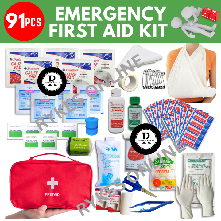 FIRST AID KIT , 91 PCS EMERGENCY FIRST AID KIT SET FOR FAMILY , HOME ,  OUTDOOR , SPORTS , OFFICE