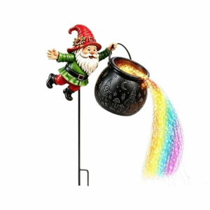 FOUNDTWO LED Christmas Cauldron Garden Light Flowin Ground Insert Christmas Decorations Lamp Garden Decor Funny Watering Can Lantern Garden Lawn
