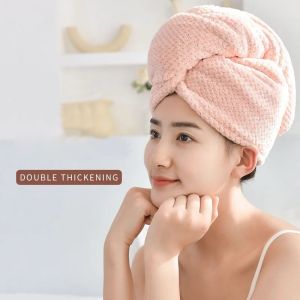 Quick Drying Absorbent Cap Microfiber Pineapple Quick Drying Hair Cap Bathroom Towel Shower Cap Solid Color
