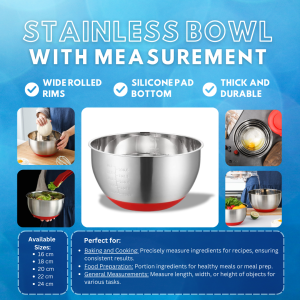 Stainless bowl with measurement