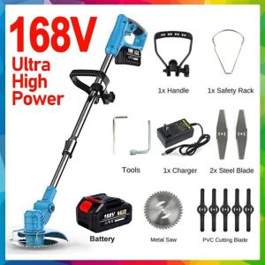 Japan Grass Cutter Lawn Mower Electric Cordless Electric Grass Trimmer with Li-ion Battery Adjustable Lawn Mower Home Push Lawnmower Garden Power Tool,Rechargeable Lawn Mower Portable Garden Cordless