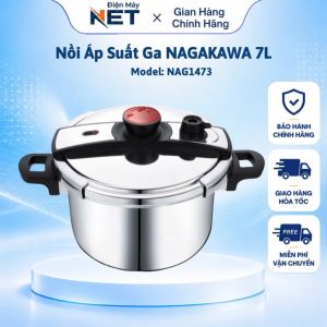 Nồi Áp Suất Inox NAGAKAWA NAG1473 7L | Inox 304 | Đáy 3 Lớp | Dùng Mọi Loại Bếp | BH 12 Tháng