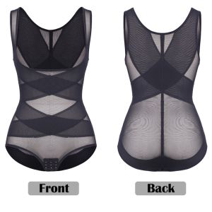 ชุดกระชับสัดส่วนแบบรูปร่างร่างกายเอบีเอสเต็มรูปแบบรัดหน้าท้องของผู้หญิงชุดบอดี้สูทกระชับสัดส่วนดันเสื้อกั๊กรัดหน้าท้องเปิดเป้า