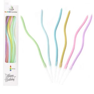 BLIVO เทียนวันเกิด เทียนปักเค้กแบบเกลียวโค้ง กล่องละ 6ชิ้น พร้อมส่งในไทย Happy birthday