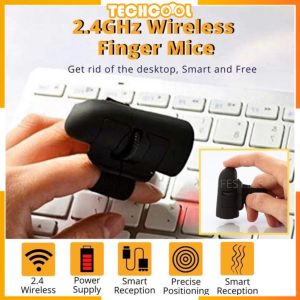 2.4GHz Wireless Finger HandHeld USB Mice Optical Mouse Lazy Mobile Phone Hand Ringfingertip Mouse 1600dpi
