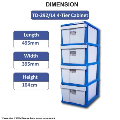 [Household]Twin Dolphin 4/5 Tiers Premium Storage Cabinet Plastic Storage Box Drawer Organizer