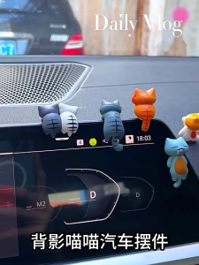 6 cái hộp giữa xe ô tô trang trí bảng đồng hồ mini Kitten tự dính dễ thương Kitten trang trí phụ kiện nội thất xe ô tô