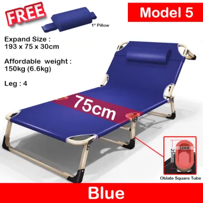 Foldable Folding Sleeping Single Chair Bed Soft Pad Cushioned Lounge Deck Lazy Sofa Home Outdoor Indoor Nap Recliner
