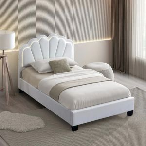 LOFT Design SWETA Single and Queen LED Headboard Bed Frame-White Velvet