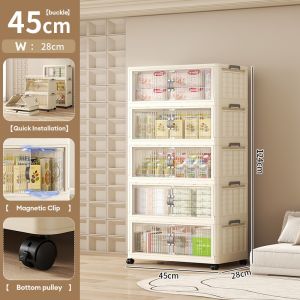 HALOO Foldable Storage Cabinet with Wheels | Stackable Plastic Organizer -  with Magnetic Door | for Home/Office/Dorm