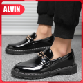 <Ready Stock>ALVIN New British Black Casual Men's Leather Shoes Business Formal Leather Shoes Couple Shoes size 36-45. 