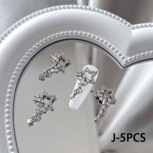 💕 Store opening 💕 5pcs Nail Charms Bow Knot Metal 3D Nail Decorations Silvery Alloy Accessories Manicure Rhinestone Jewelry Nail Art Salon