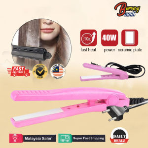 HD-768 Mini Hair Straightener Ceramic Plate Flat Iron Styling Tool - Fast Heat 40W Ceramic Plate - Pink