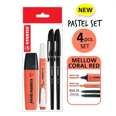 STABILO Pastel Set Highlighter Pen Marker Ballpen (BOSS Swing Cool & Re-liner) School Office