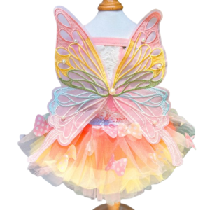 OUTOPEN Soft Pet Princess Dress Breathable Fluffy Cat Butterfly Wing Dress Doggy Clothing Creative Dog Rainbow Butterfly Dress For Dogs Cats