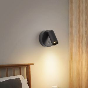 Magnetic Base USB Rechargeable LED Cordless Wall Light with Touch Switch Black White Magnet Dimmable Bedside Lamp for Reading