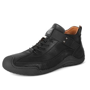 COD Fashion Klasik Sepatu Boots Pria Tinggi Kulit Sapi  Formal Kerja Lentur Karet Handmade Keren Anti Slip Kekinian 344