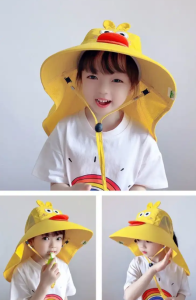 SG seller🎀Kids Sun Hat Boy Girl Protection Hat Wide Brim Beach Hats with Mesh and Adjustable Chin Strap