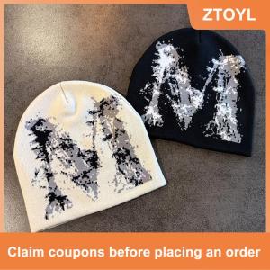 【ZTOYL】 หมวกถัก Y2K มีตัวอักษร M หมวกถักนิตติ้งแฟชั่นใช้ได้ทั้งชายและหญิงใส่ได้หลากหลายสำหรับฤดูใบไม้ร่วงฤดูหนาว