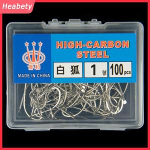 Heabety  100pcs đóng hộp trắng Fox móc thép gai bạc carbon cao thép cho pelteobagrus fulvidraco và cá hồng câu cá