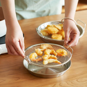 Set khay kèm đĩa vỉ lưới lọc dầu chất liệu inox 304 cao cấp đựng ráo dầu thức ăn chiên rán lọc dầu