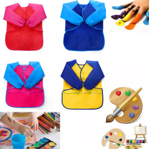 【ZY】NYLON Children Apron Art Long Sleeve Waterproof Baby Cooking Bib Cute Apron Kids Painting