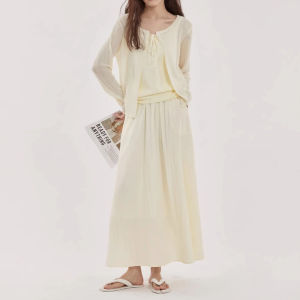 Rok Midi Flare Pinggang Alami Gaya Korea - Motif Polos Elegan