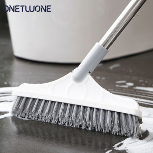 Onetwone Floor Tile Scrub Brush Long Handle Floor Cleaner Mops with Water Scraper House Cleaning Tools Kitchen Bathroom Living Room Sweepers