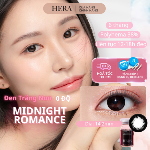 Lens Hera Đen Trăng Non Không Độ MIDNIGHT ROMANCE Nhập Khẩu Hàn Quốc Kính Áp Tròng Không Cận 6 Tháng