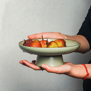 OMK Japanese style Handmade Ceramic 7.5 inch Tall Fruit Plate Dinner Plate Dim Sum Dish Salad Plate