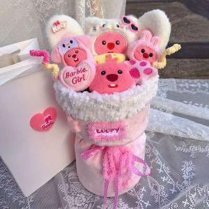 WEIHUIMEIช่อตุ๊กตา Plush Cute Plush Toy Bouquet With Stuffed Animals And Artificial Flowers ตุ๊กตา ของเล่นเด็ก Stuffed Toys