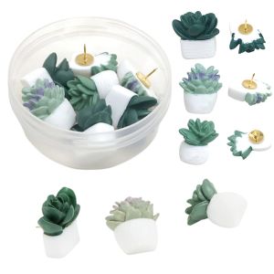 WENQI 9/20Pcs DIY Succulent Plants Decorative Pushpins Creative 3D Cork Board Tacks Home Decoration with Box Board Push Pin Photo Wall Decor