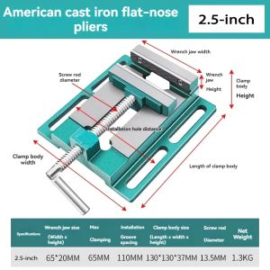 Heavy Duty Cast Iron Bench Vise 2.5/3/4/5/6 Inch High Precision Flat Table Vise Clamp Multifunctional Workbench Vice for Drill Press Milling Machine Woodworking Metalworking Craft & Repair Tools