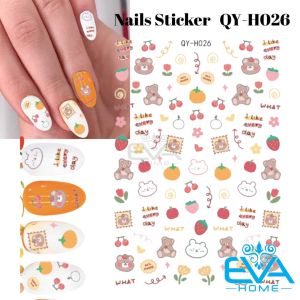 Sticker Dán Móng Tay 3D Dạng Decal Dán Chống Nước Hoạ Tiết Trái Cây Và Gấu Teddy Bear I Like Every Day QYH026