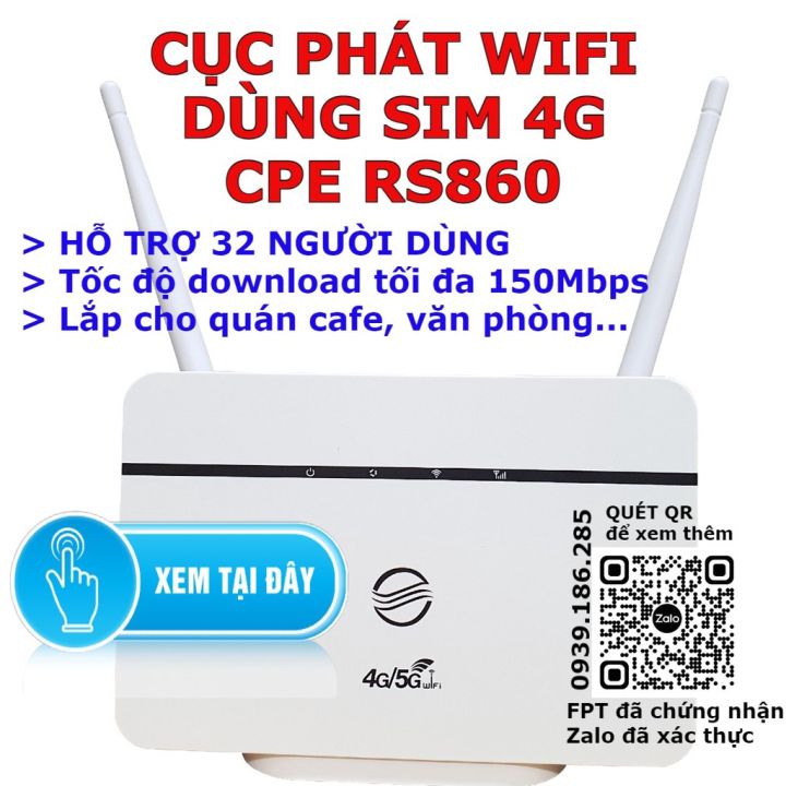 Cục phát wifi từ sim 4G Router wifi 4G/5G LTE CPE RS860-150Mbps-Kết nối ...