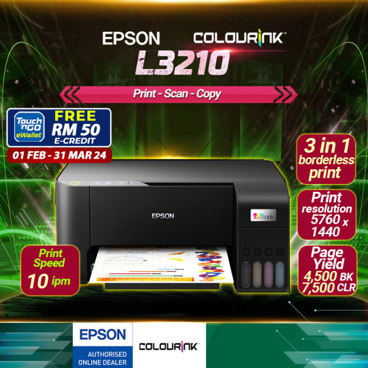 Epson L3210 Ink Tank 3 in 1 Inkjet Printer Original Genuine Refill Ink ...