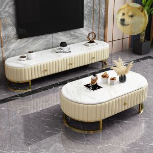 Bàn Trà Sofa Bàn Trà Mặt Đá Kệ Tv Khung Bầu Dục Chân Sắt Ngăn Tủ Bọc Nỉ Da Cafe Phòng Khách