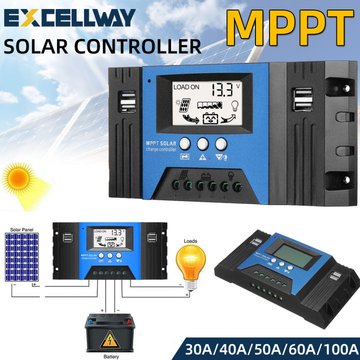 【Hot Sale】12V 24V 30/40/50/60/100A MPPT Solar Charge Controller Solar Panels Battery Charge
