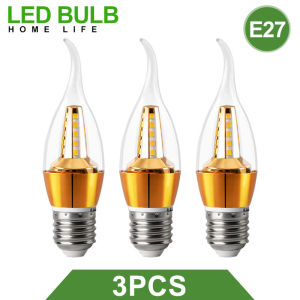 【3 Packs】 E14 E27 220V Edison Bulb LED Candelabra Bulb Chandelier Bulb Candle Lamp 5W Indoor Living Room Bedroom Light