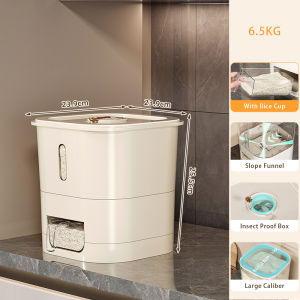 Vision 6.5KG/11.5KG Rice Storage Box with Time Scale Rice Dispenser Rice Bucket Anti-moisture Large Cereal Dispenser Sealed Rice Barrel Dispenser for Flour Grains Kitchen Storage Container Insect-Proof