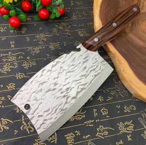 Stainless steel hammer pattern forged kitchen cutting vegetable cutting meat cutting bone knife double-edged cutting dual-use can open the bottle cap