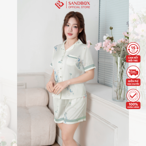 Đồ Bộ Nữ Mặc Nhà Pijama SANDBOX Thiết Kế Quần Đùi Áo Cộc Chất Lụa Latin Cao Cấp Mềm Mịn BLD25001