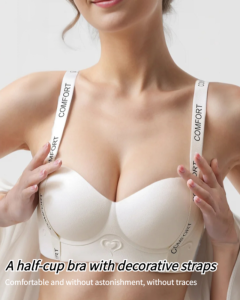 💕Gather Small Breasts💕Letter Straps Half Cup Bra Small Breasts Look Bigger  Prevent Sagging Lift and Stand up Seamless No Steel Ring Beautiful Back Bra New Style for Spring and Summer