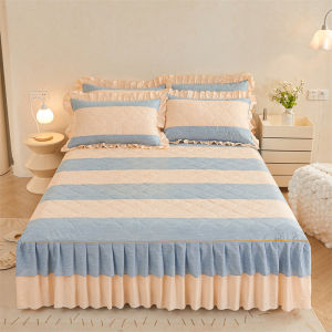 SUNLIGHT HOME Floral Bedsheet With Bed SkirtBreathable Thick Bed Sheet With LaceComfortable Mattress Cover 9 Colors