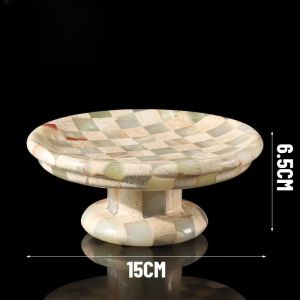 Sacesr Nordic Luxury Snack Plate Marble Artistic Storage Color‑Blocked Checkerboard Fruit Plate Coffee Table Living Room Tableware K6R8Z