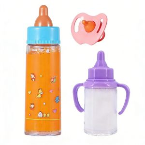 WAPKTY phù hợp với búp bê sơ sinh Chai nước ép sữa thần kỳ với yếm cho trẻ bú bình Đa phong cách Đồ chơi nhà búp bê Chất lượng cao Chai nhựa Búp bê 18 inch