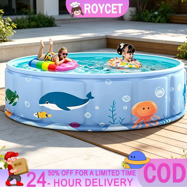 Portable Swimming Pool Foldable Beige Non Inflatable Round Hard Bottom ...